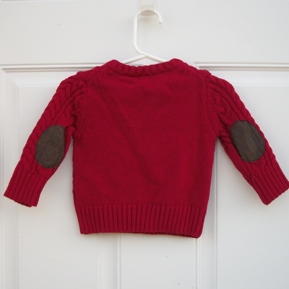 Baby Gap Red Cable Knit Sweater Red V Neck 3-6 mos - Picture 5 of 7
